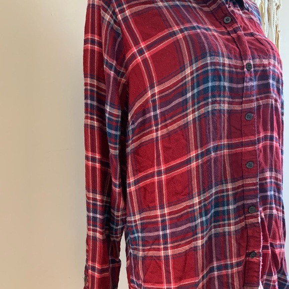 Lucky brand plaid long sleeve button down shirt slight high-low EUC - Picture 3 of 7